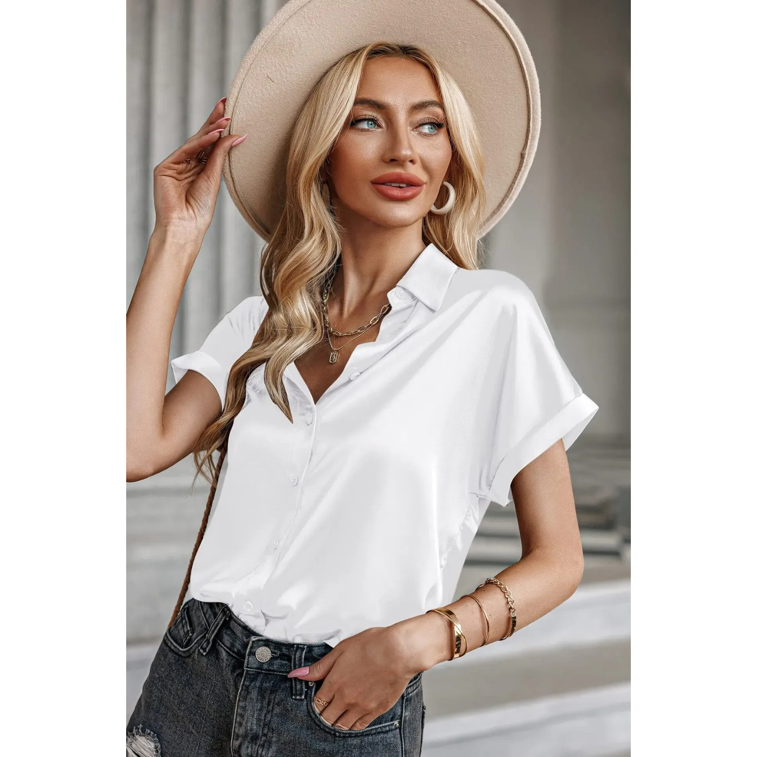 Elise Satin Everyday Blouse