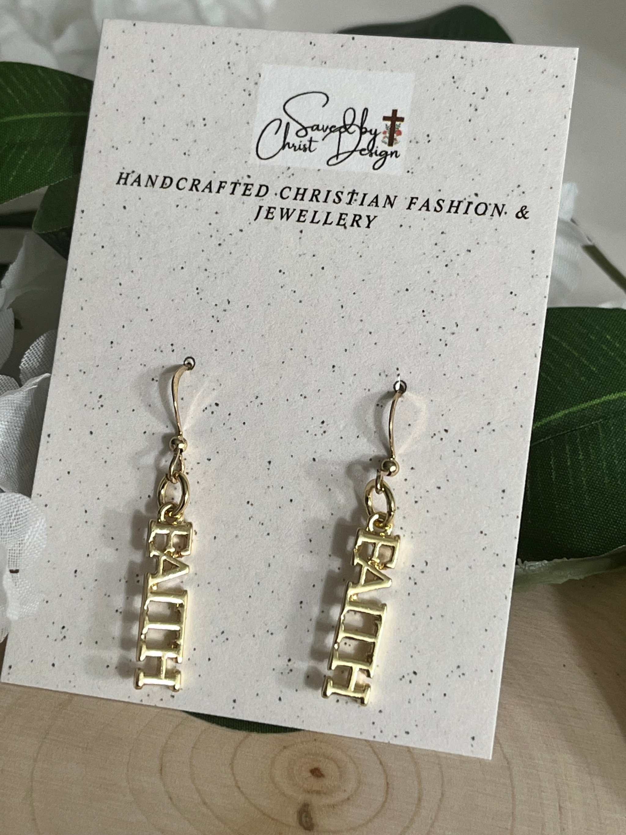 Gold Faith Dangle Earrings