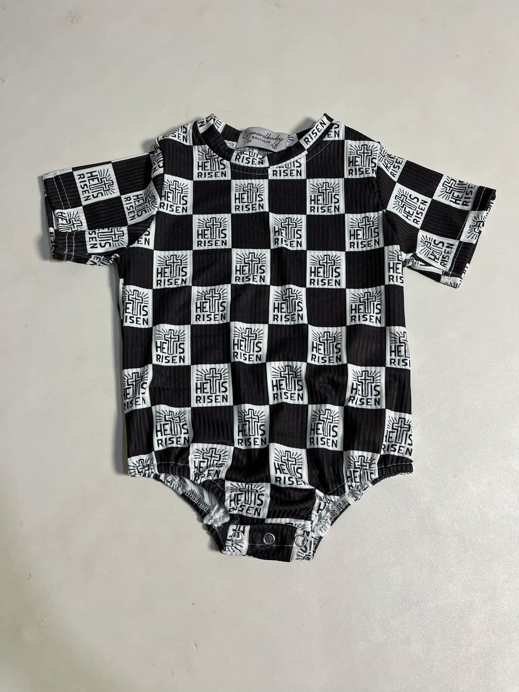 Ribbed He Is Risen Bubble Onesie