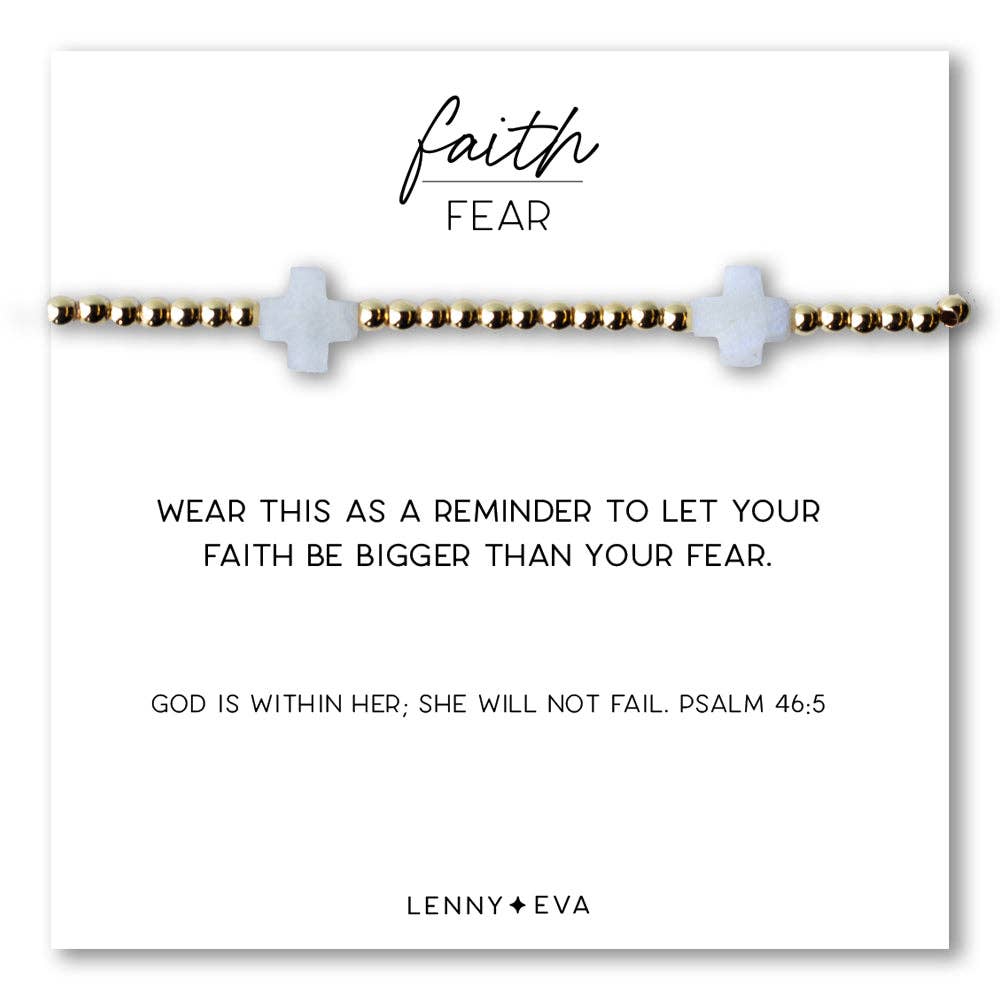 Faith Over Fear Moonstone Cross Bracelet