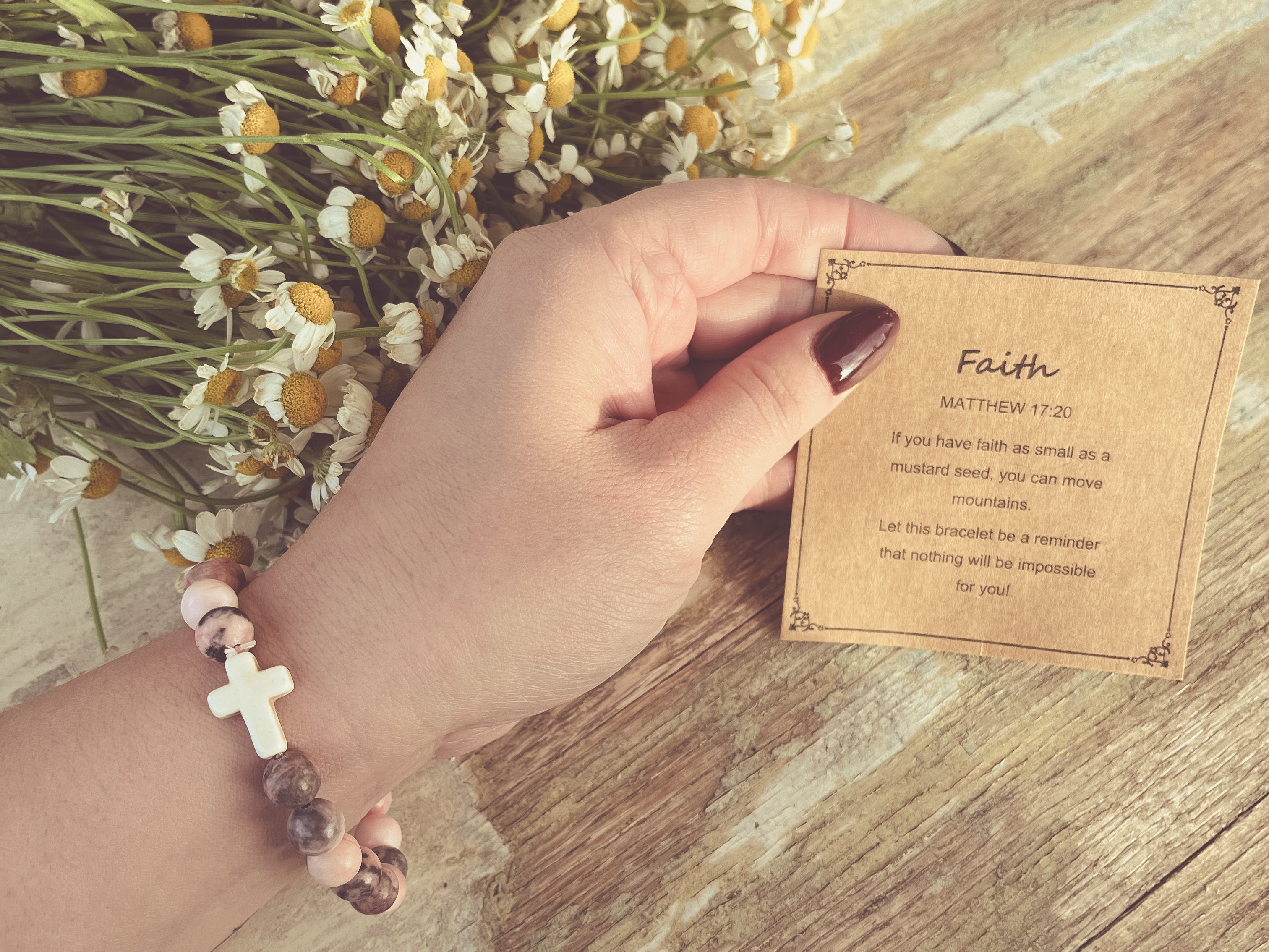 Beautiful Cross Stone Stacking Bracelet