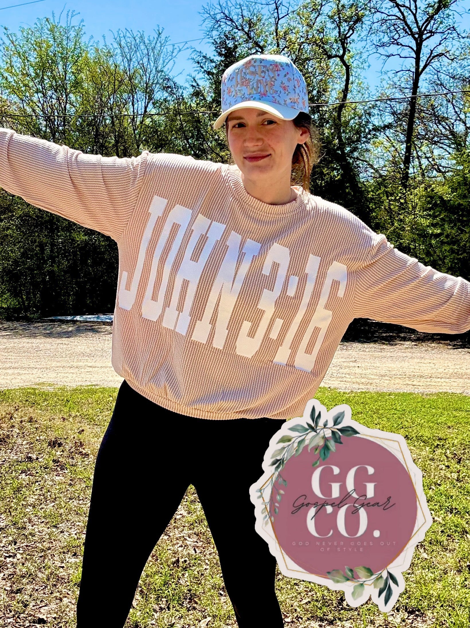 John 3:16 Christian Corded Crewneck Sweatshirt