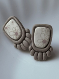 Handmade Neutral Daisy Bezel Studs