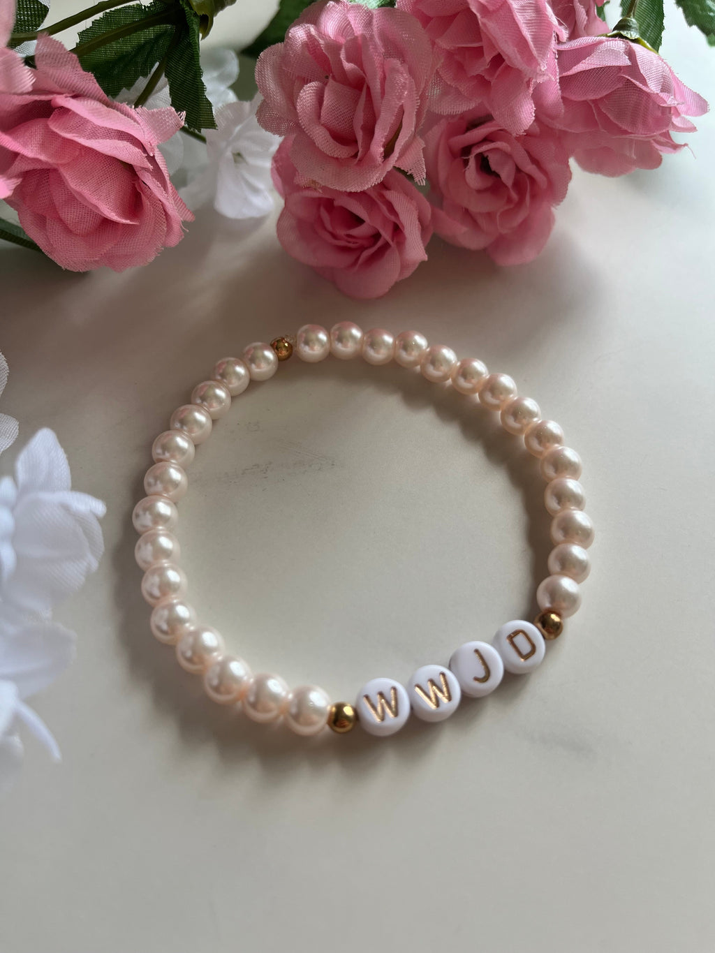 WWJD Bead Bracelet Natural Stone Faith Jewelry