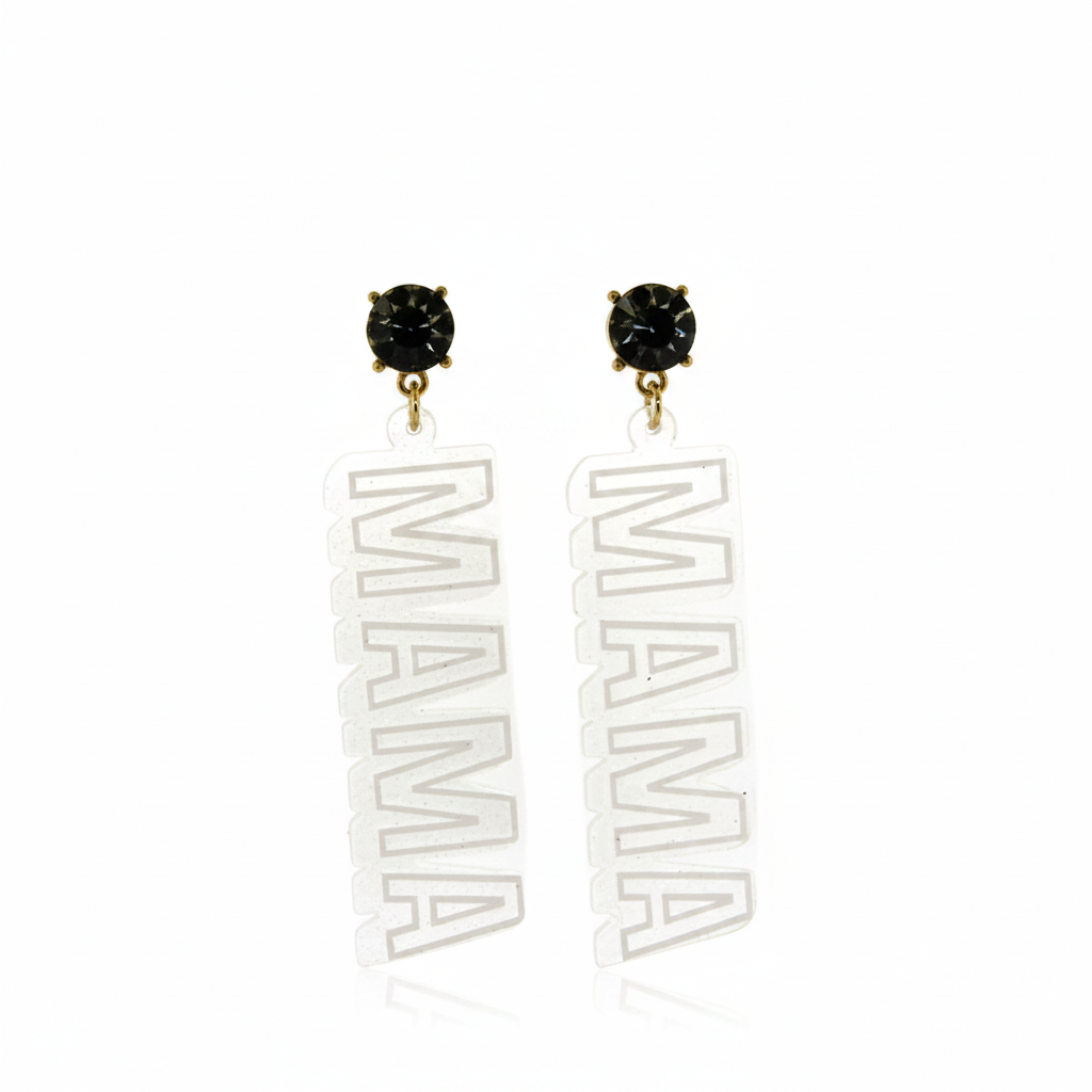 Mama Dangle Resin Earrings With CZ Stud
