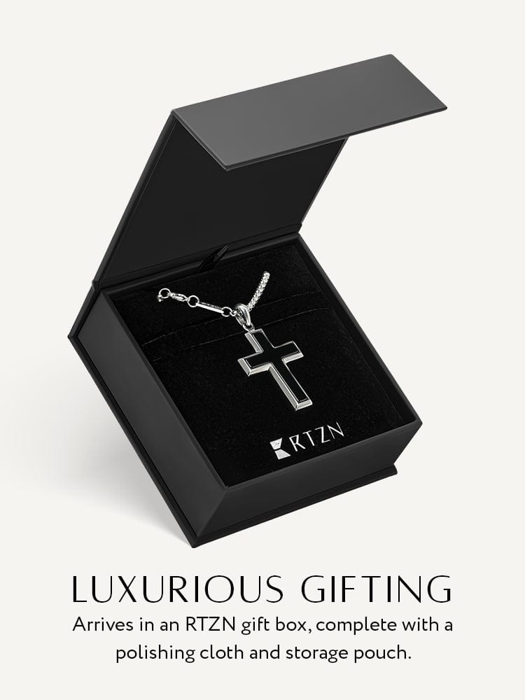 Men's Black Onyx Cross Pendant Necklace