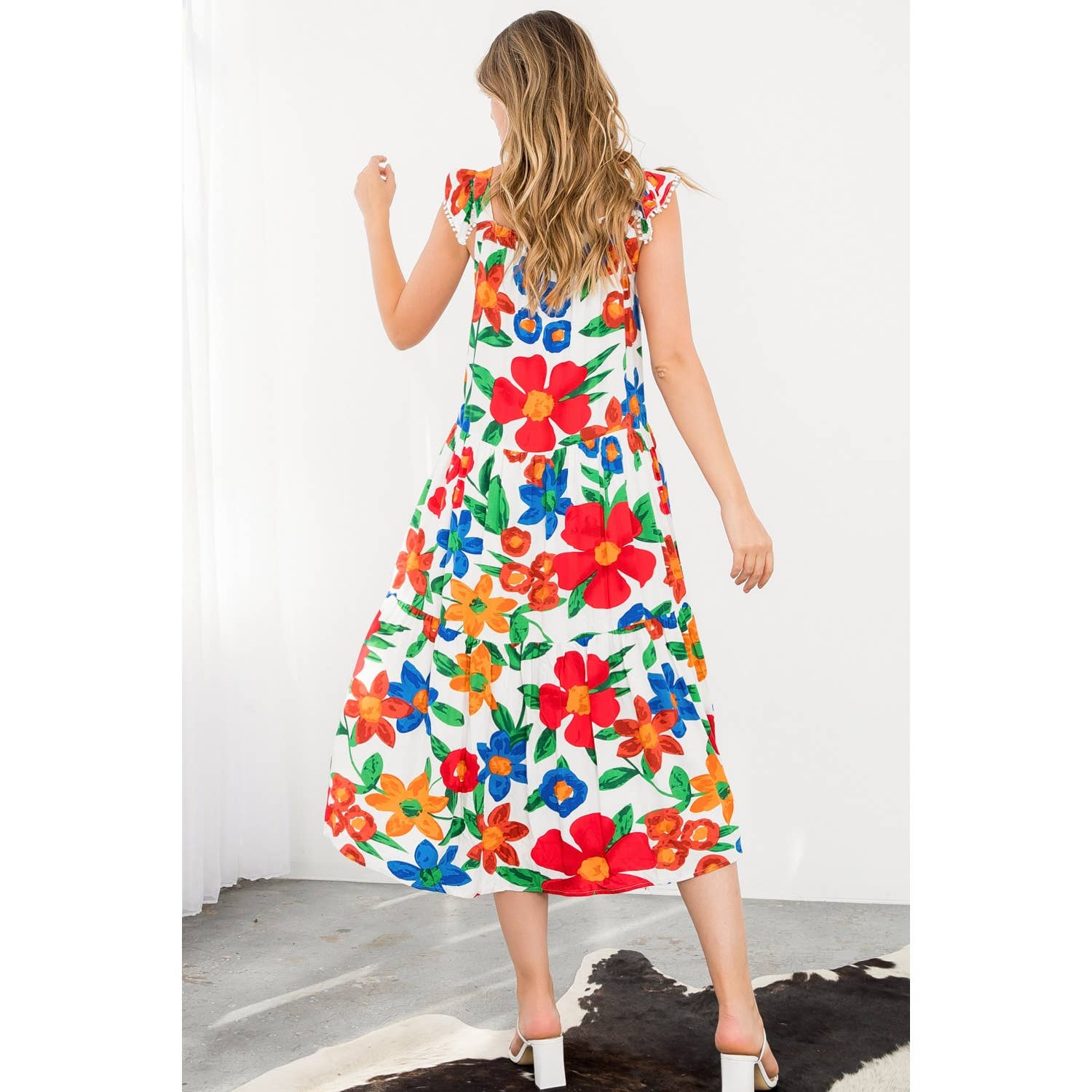 Marlow-Floral Print Tiered Midi Dress
