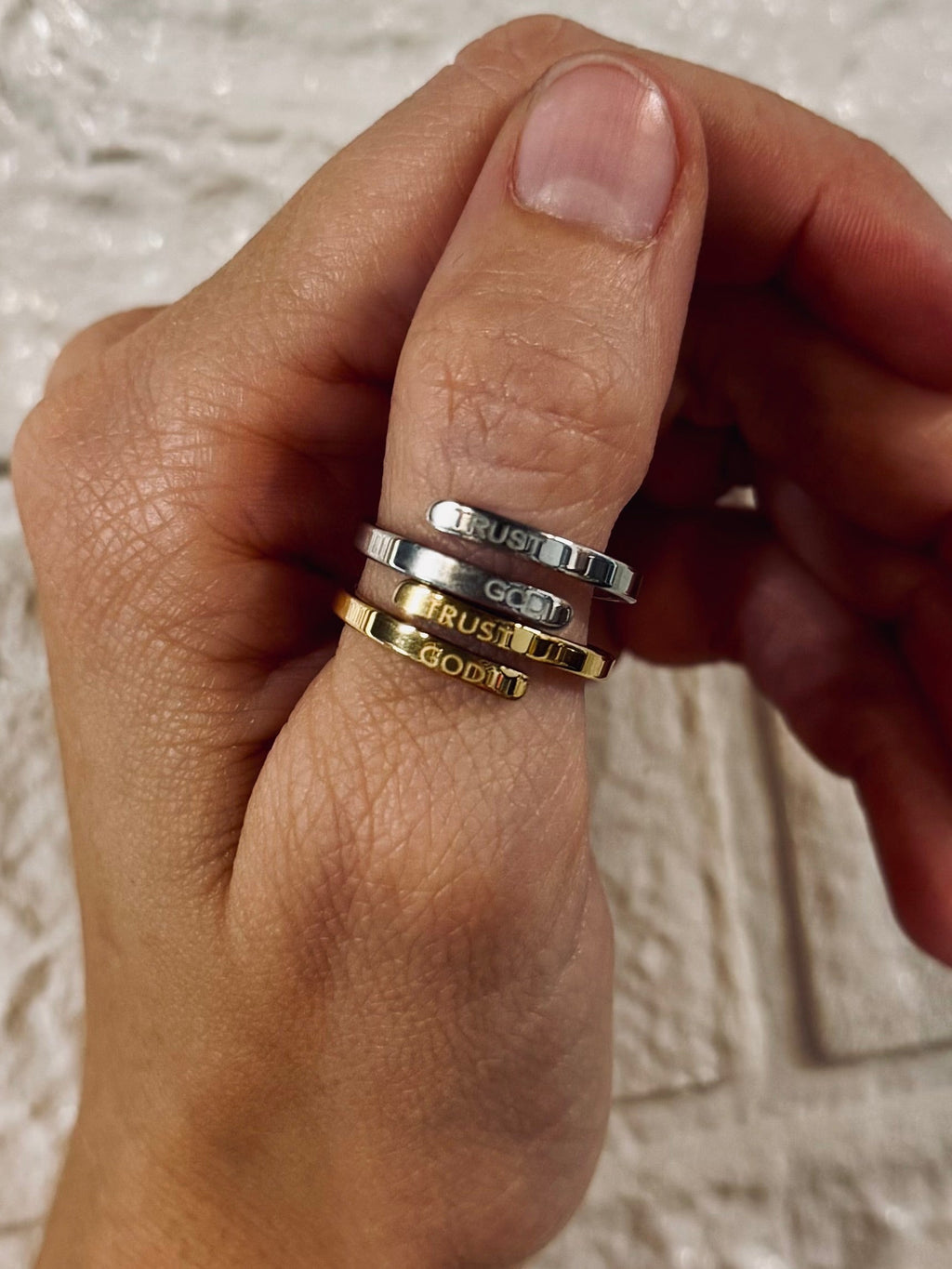 Trust God Engraved Ring
