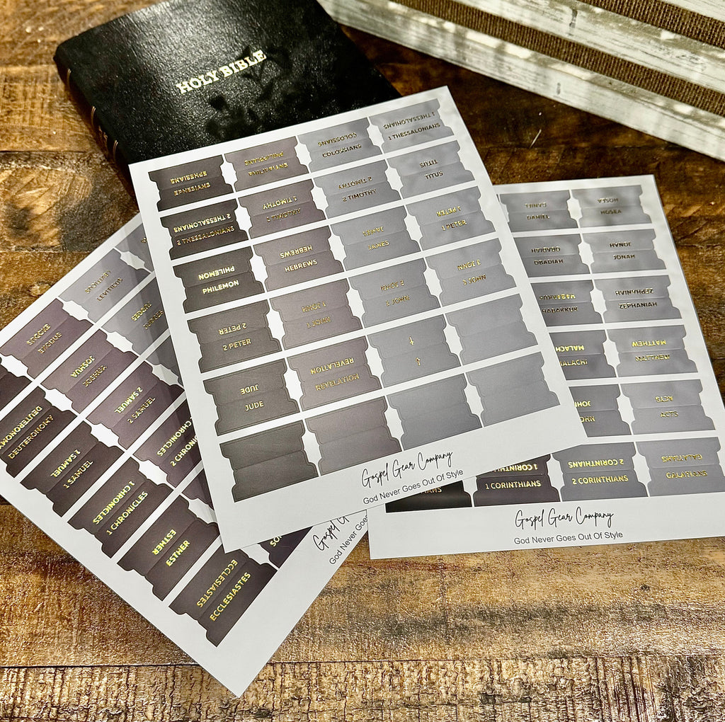 Gold Foil Smoky Coal Matte Bible Tabs