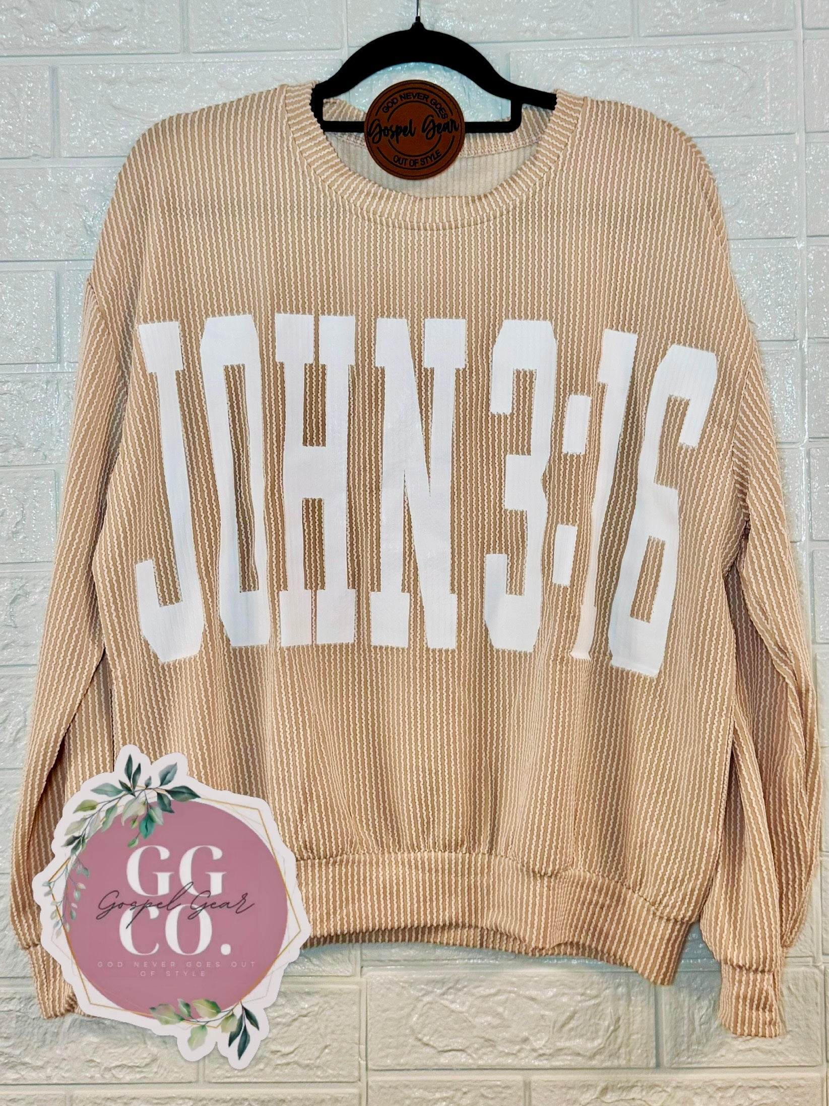 John 3:16 Christian Corded Crewneck Sweatshirt