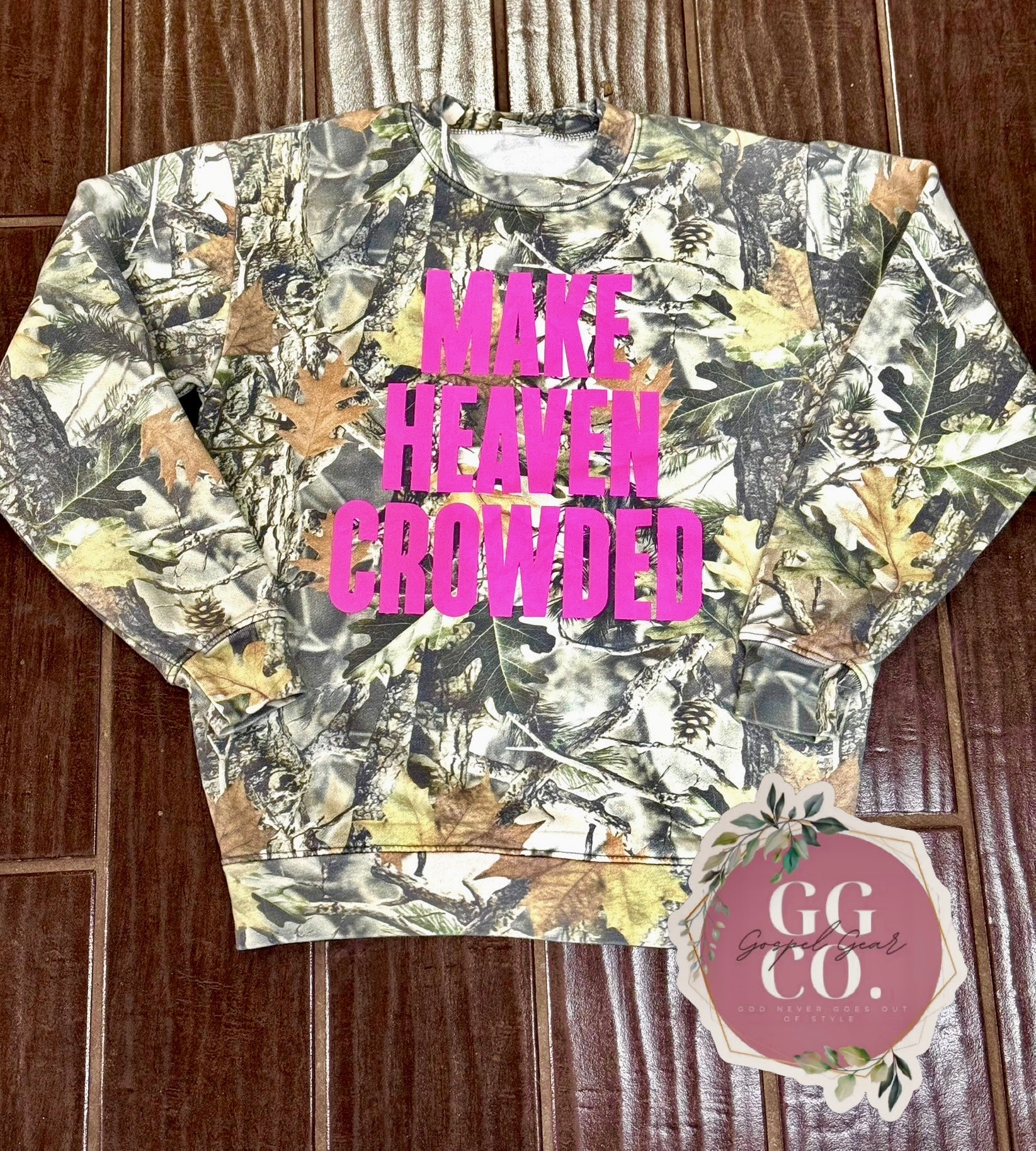 Make Heaven Crowded  Camo Cotton Tee, Hoodie, or Crewneck