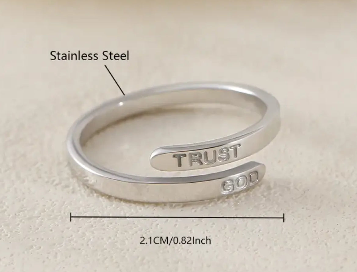 Trust God Engraved Ring