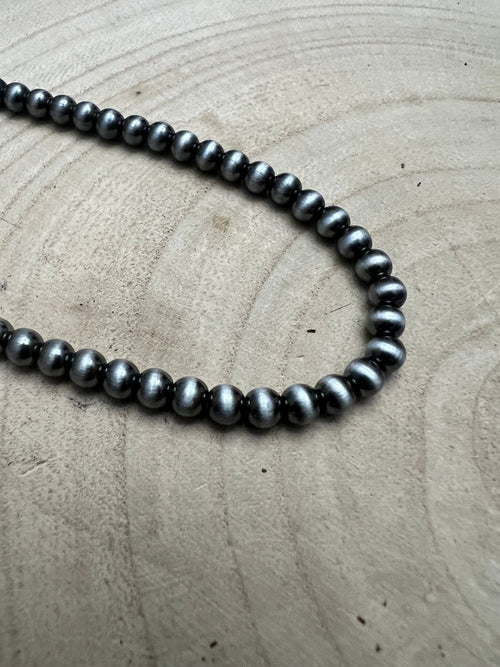 5mm Burnished Silver Pearl Choker & Earring Set | Adjustable Western Jewelry