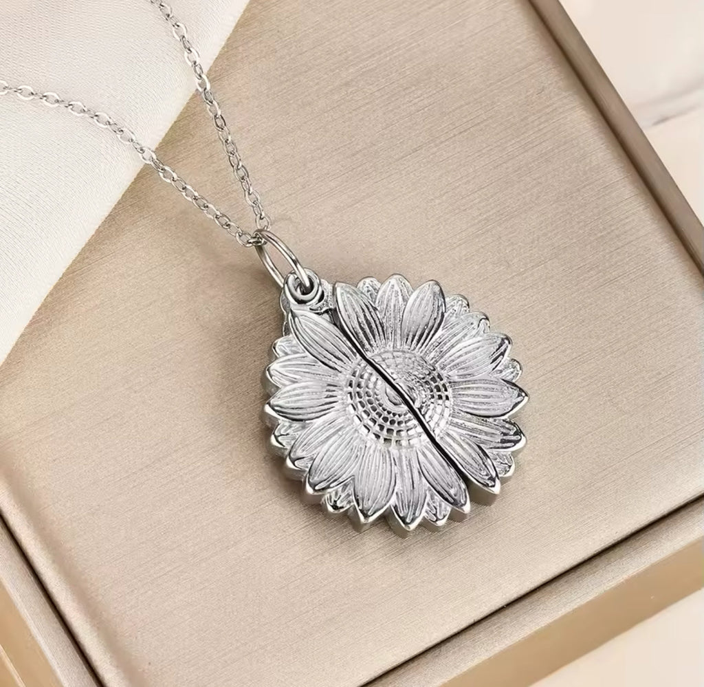 Jesus Loves You Hidden Sunflower Message Necklace