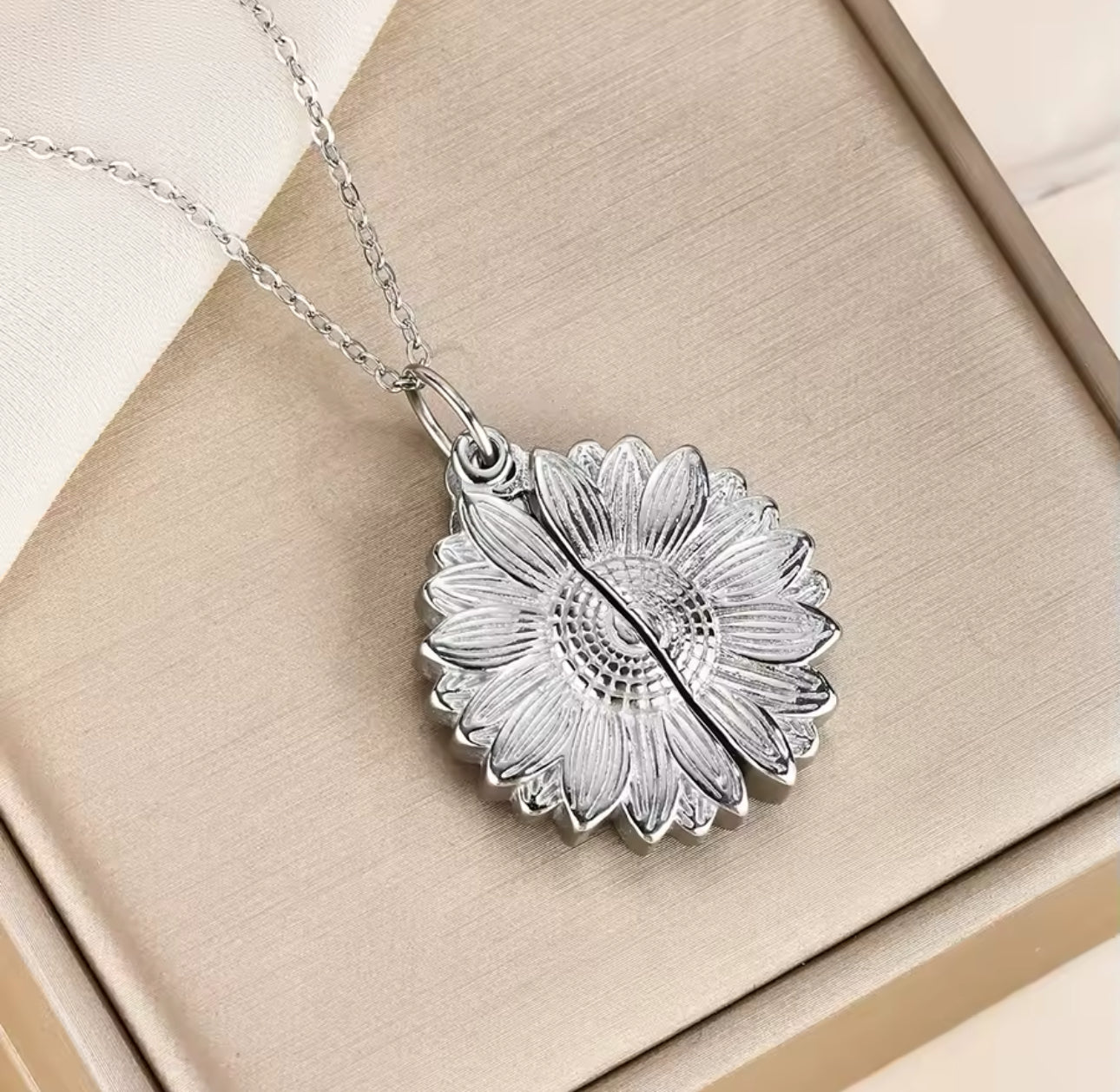 Jesus Loves You Hidden Sunflower Message Necklace