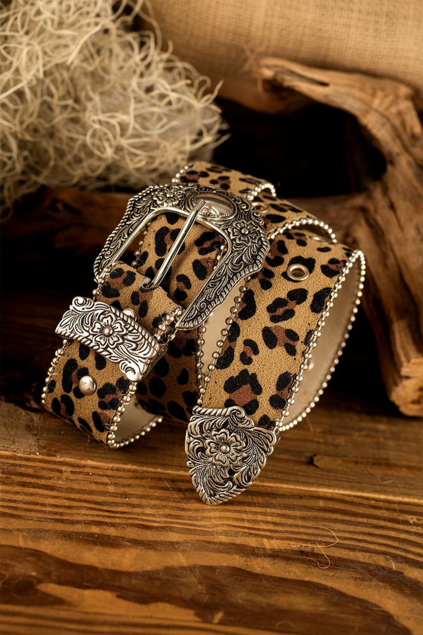 Leopard Gold Beaded Western Belt