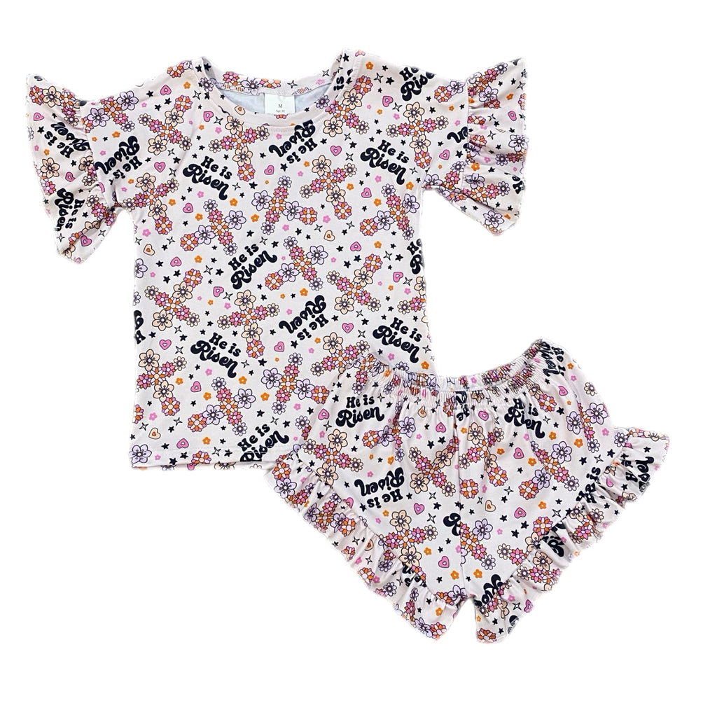 He Is Risen Ruffle Top & Short Set