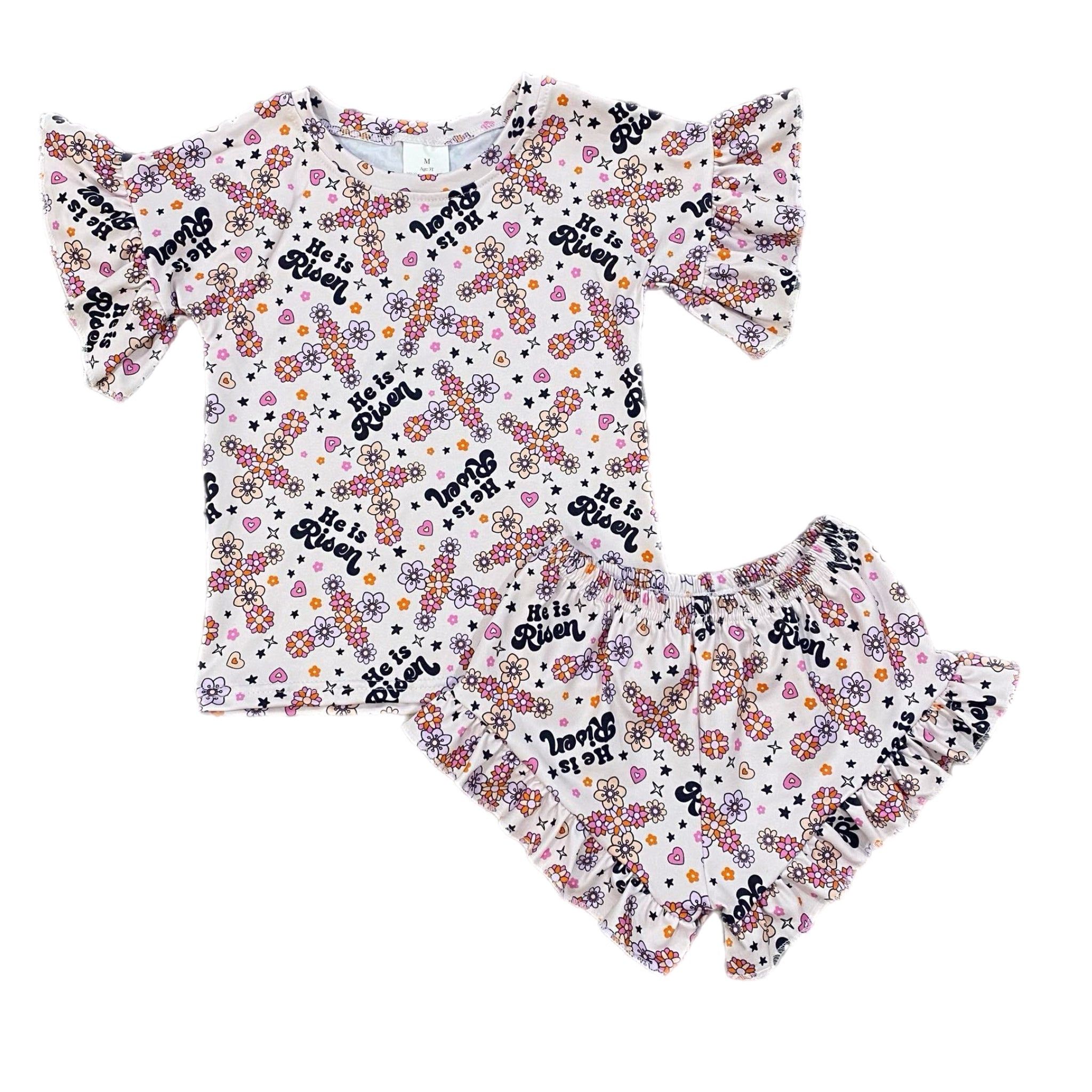 He Is Risen Ruffle Top & Short Set