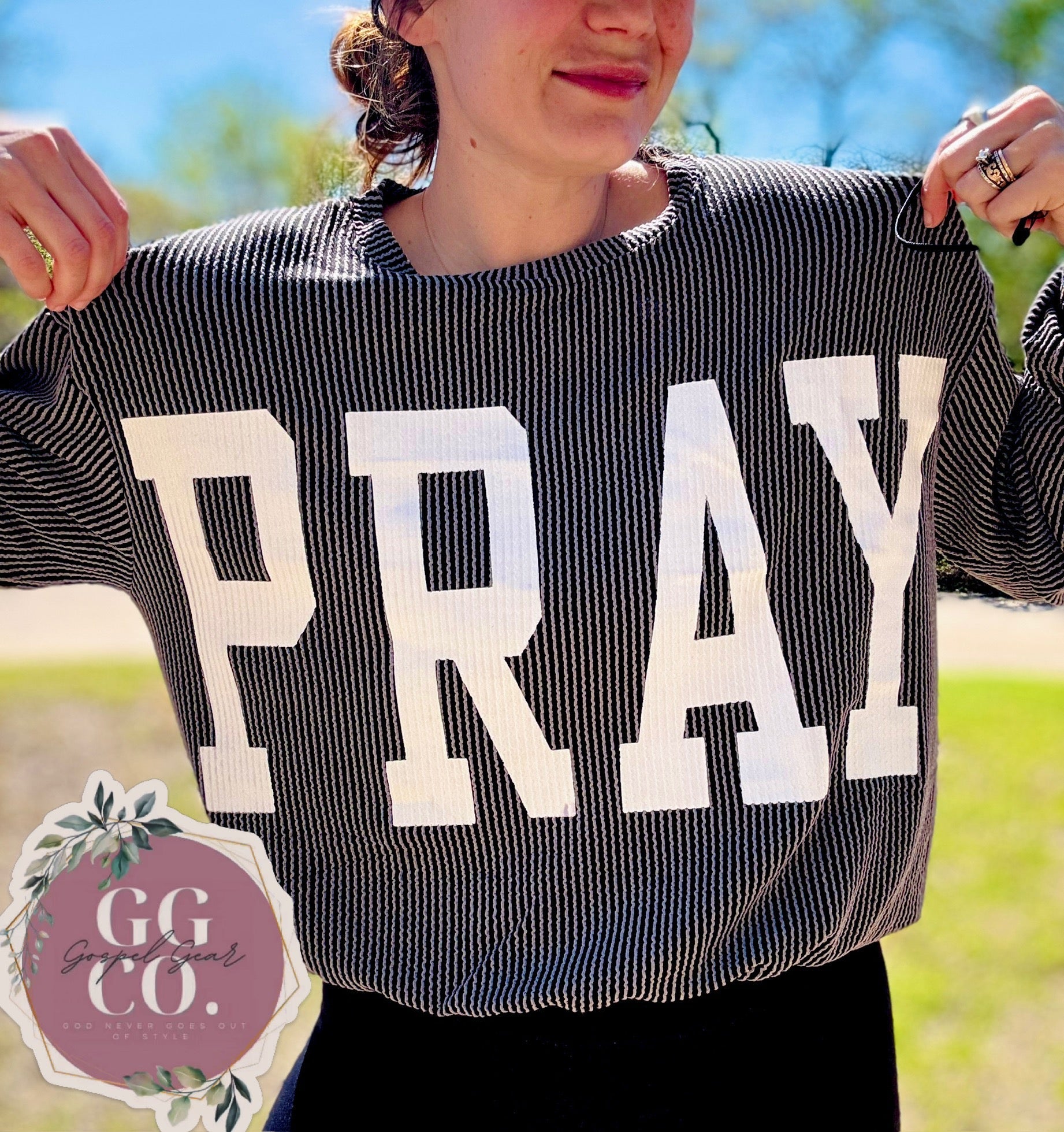 Pray Christian Corded Crewneck Sweatshirt