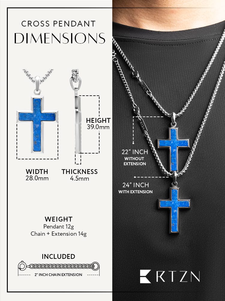 Men's Lapis Lazuli Cross Pendant Necklace