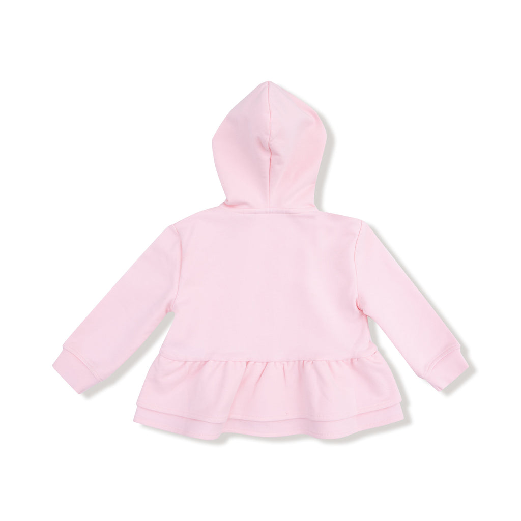 Varsity Pink Zip Peplum Hoodie