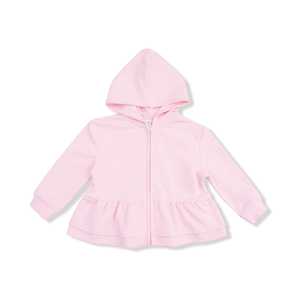 Varsity Pink Zip Peplum Hoodie