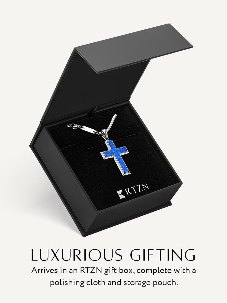 Men's Lapis Lazuli Cross Pendant Necklace