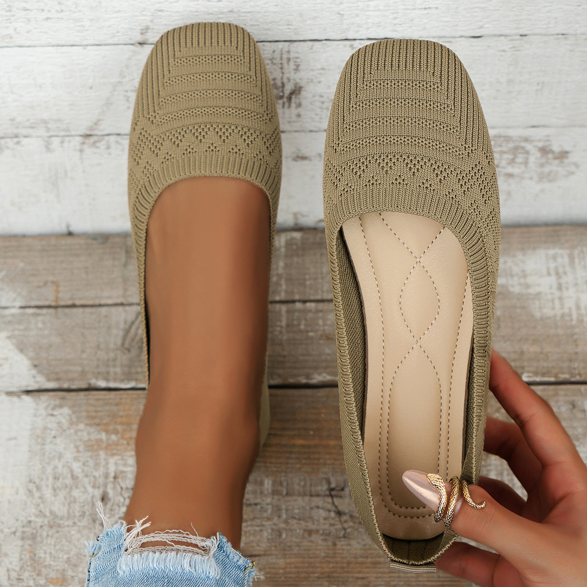 Women’s Breathable Knitted Slip-On Shoes