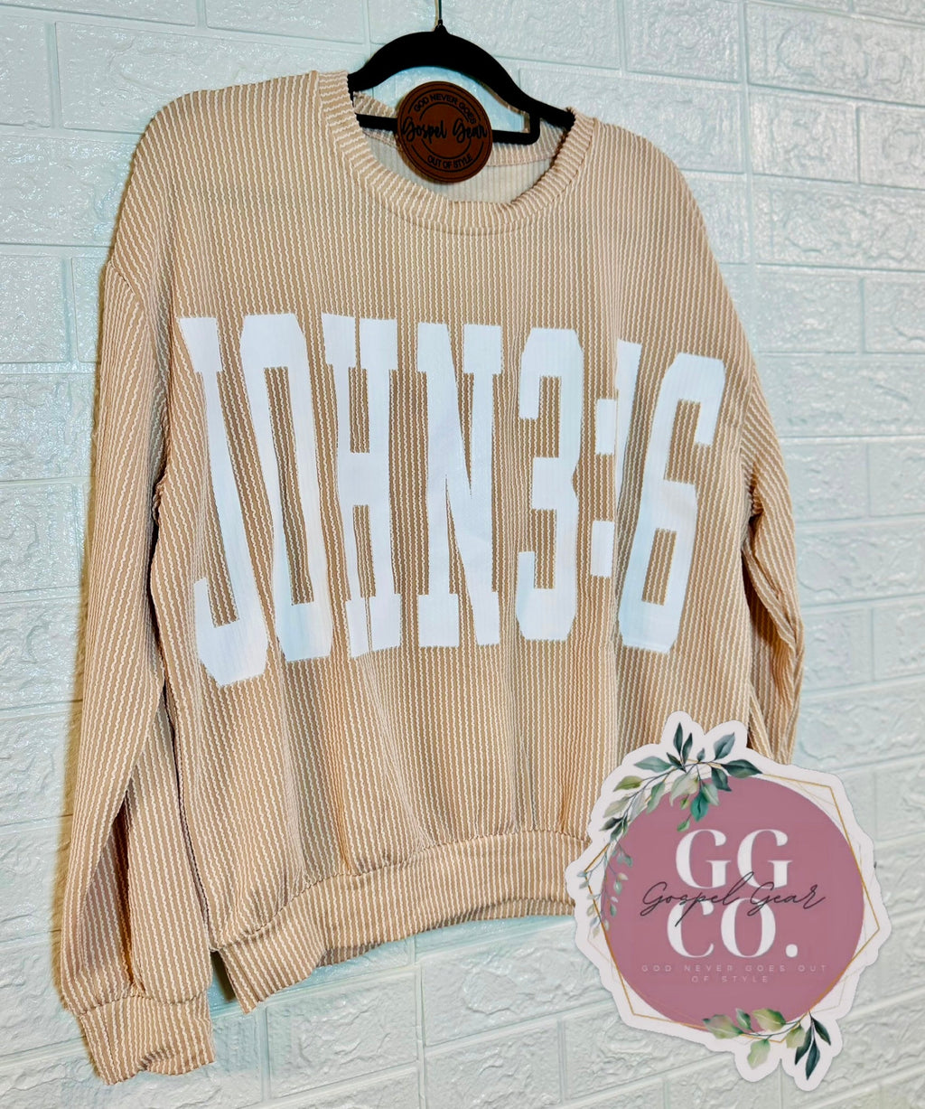 John 3:16 Christian Corded Crewneck Sweatshirt