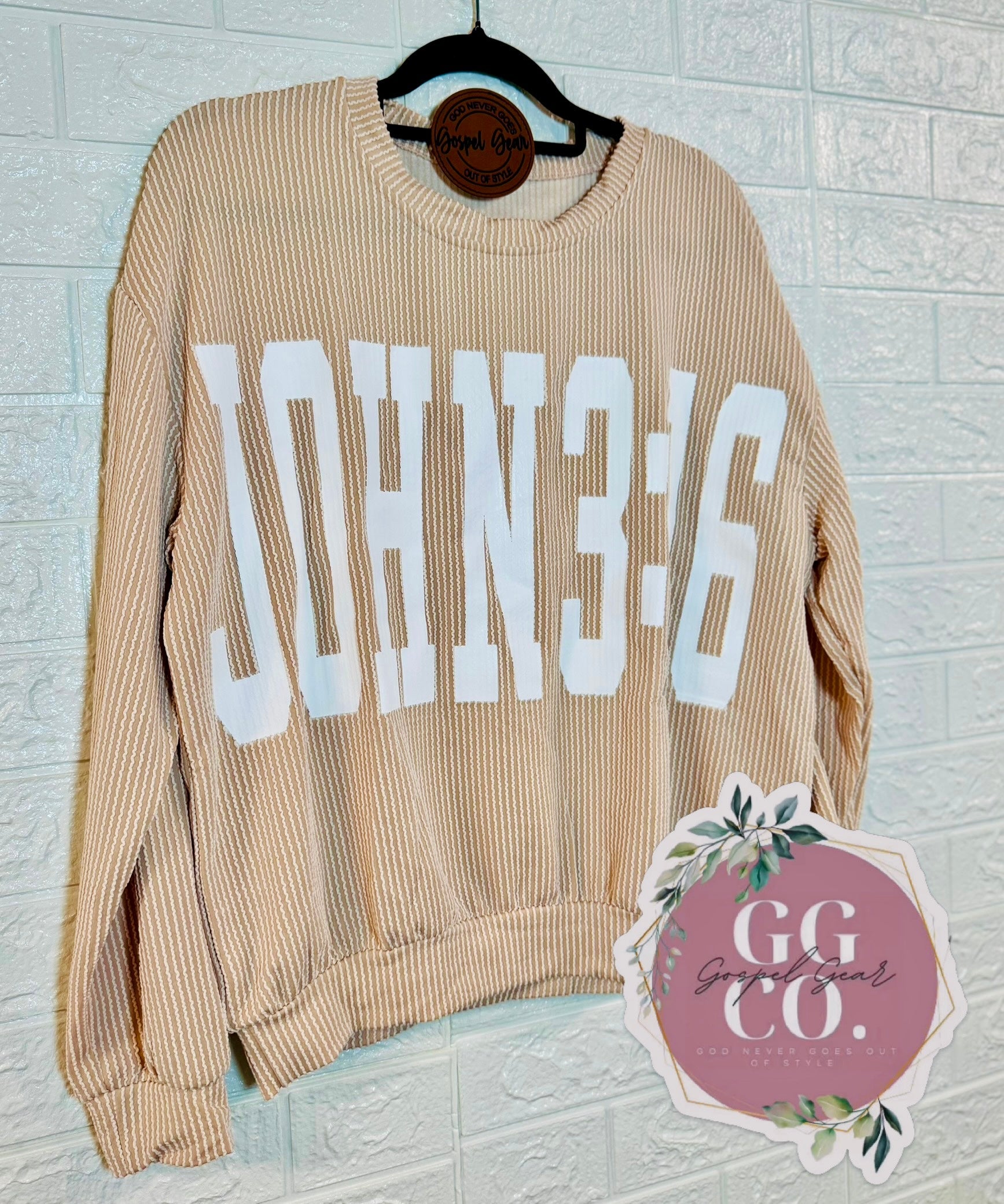 John 3:16 Christian Corded Crewneck Sweatshirt