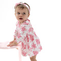 Vintage Pink Roses - Ruffle Long Sleeve Bodysuit Dress