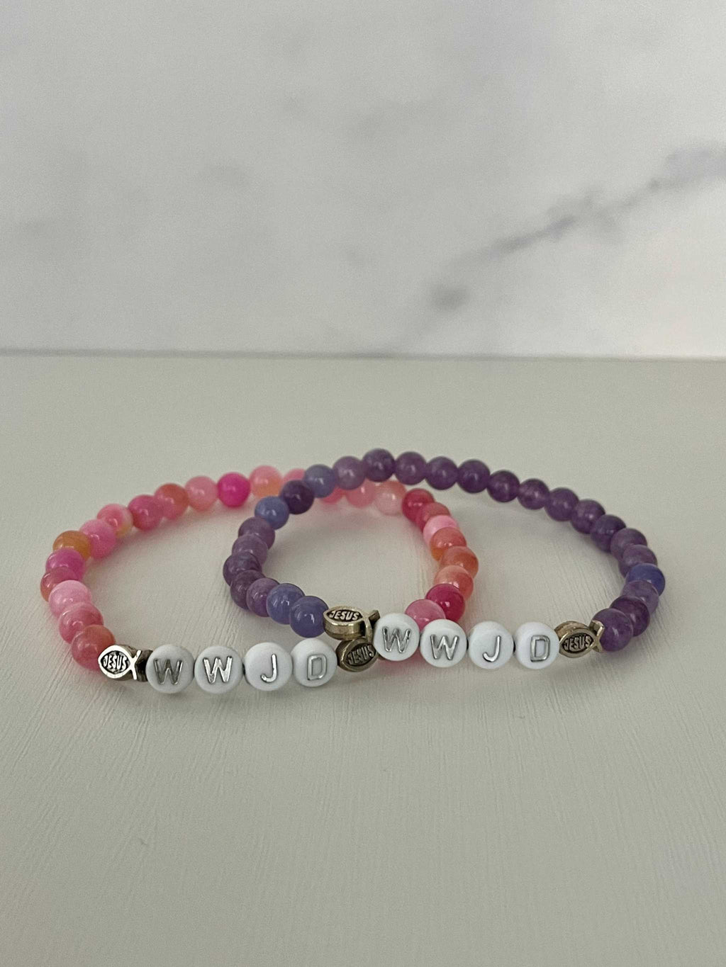 WWJD Bead Bracelet Natural Stone Faith Jewelry