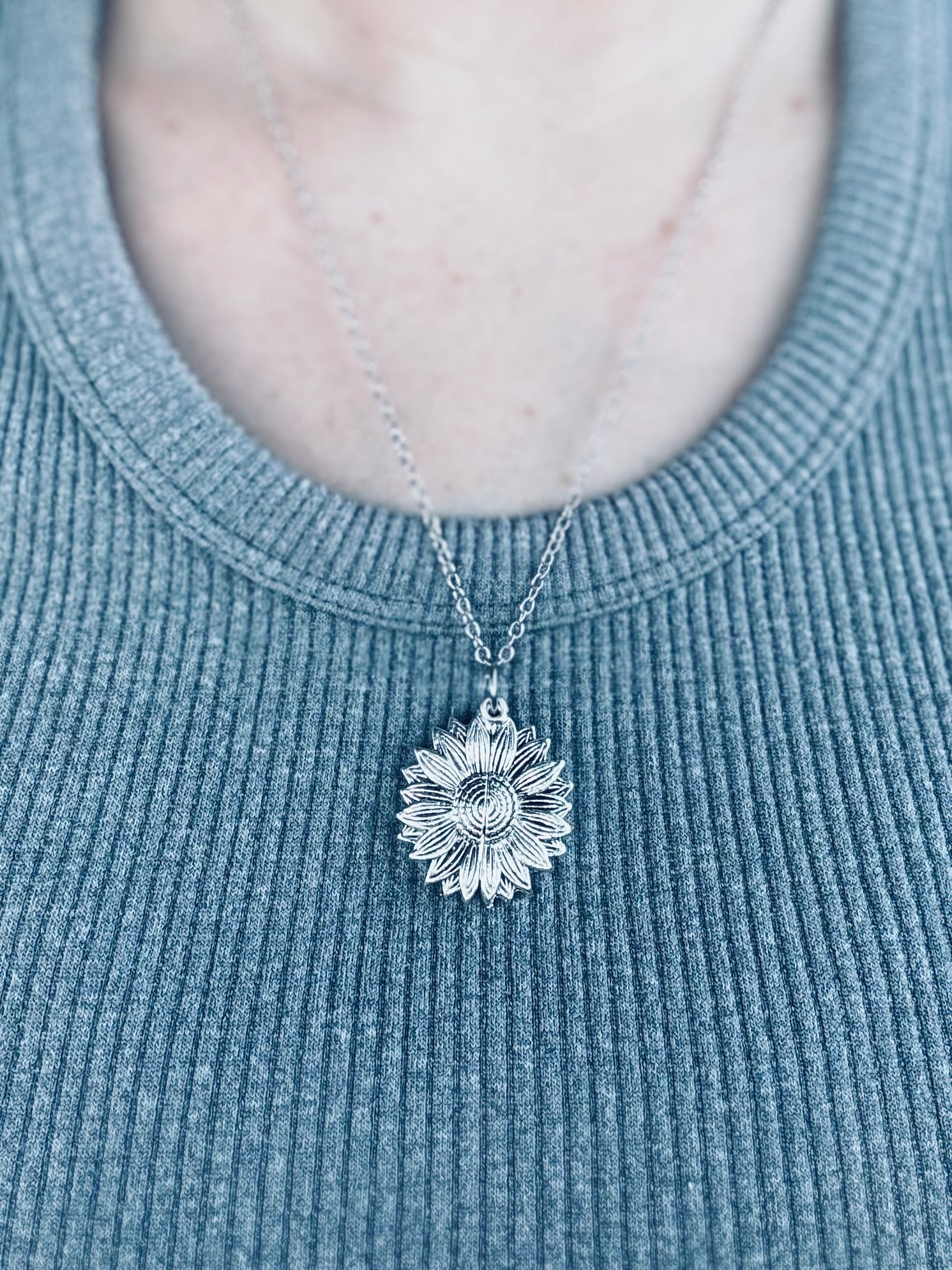 Jesus Loves You Hidden Sunflower Message Necklace