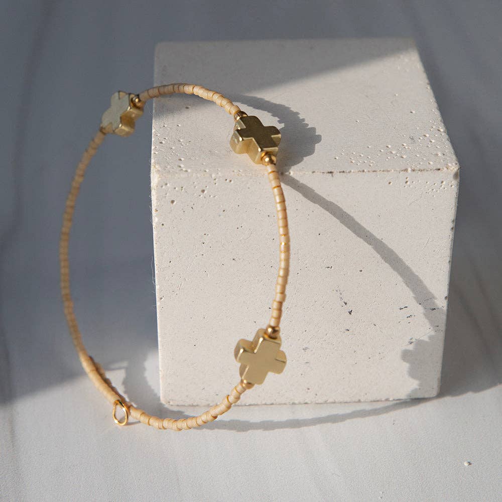 Faithful Cross Bangle-Latte, Cross Bracelet | Christian
