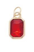 Emerald Cut Rhinestone Charm in Red