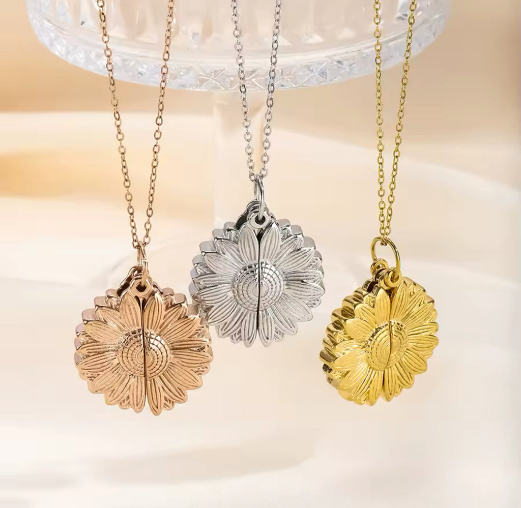 Jesus Loves You Hidden Sunflower Message Necklace