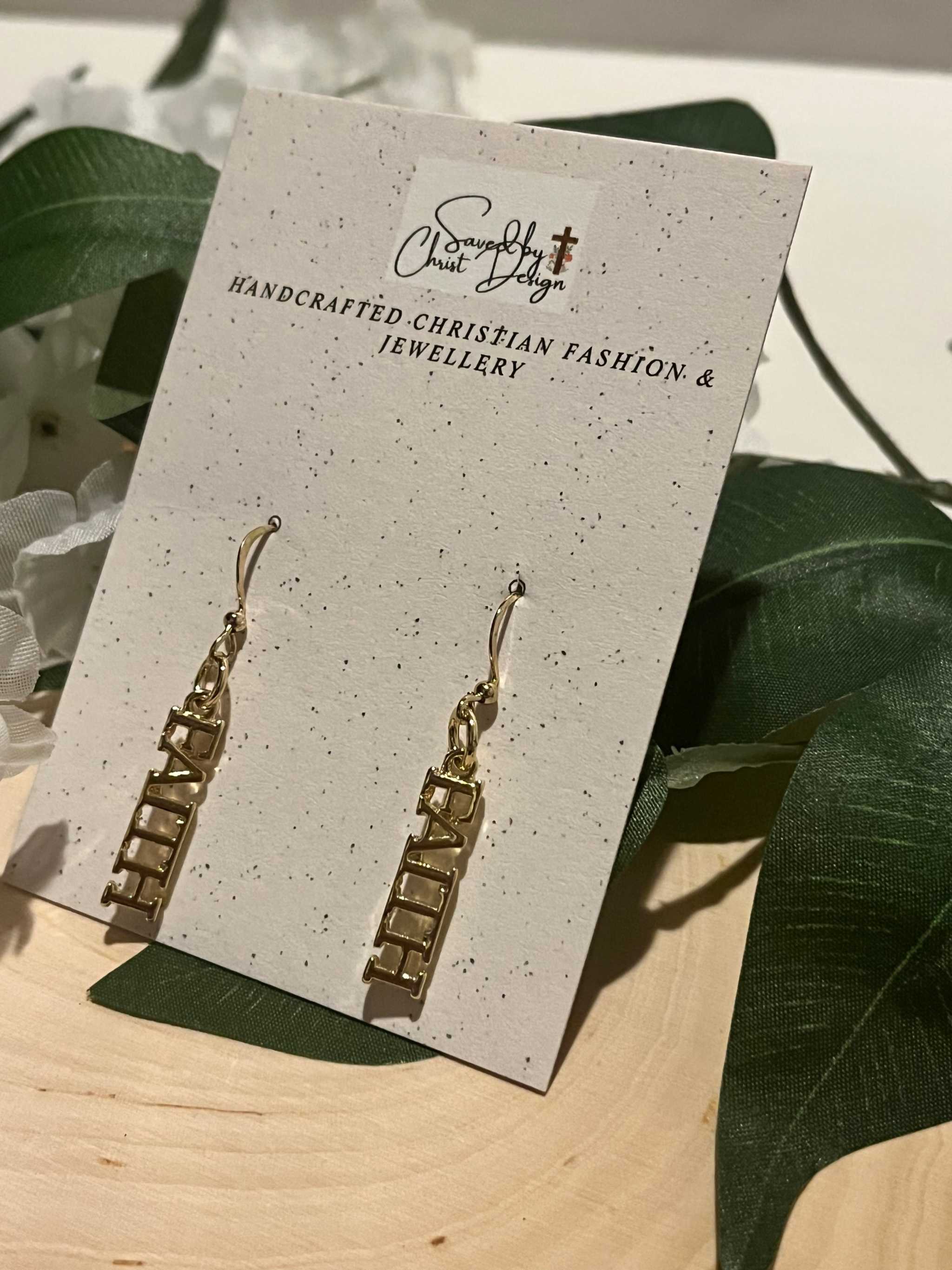 Gold Faith Dangle Earrings