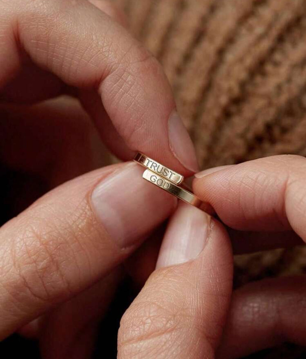 Trust God Engraved Ring