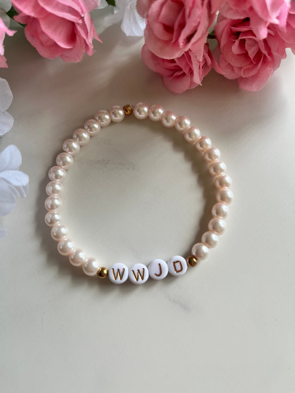WWJD Bead Bracelet Natural Stone Faith Jewelry