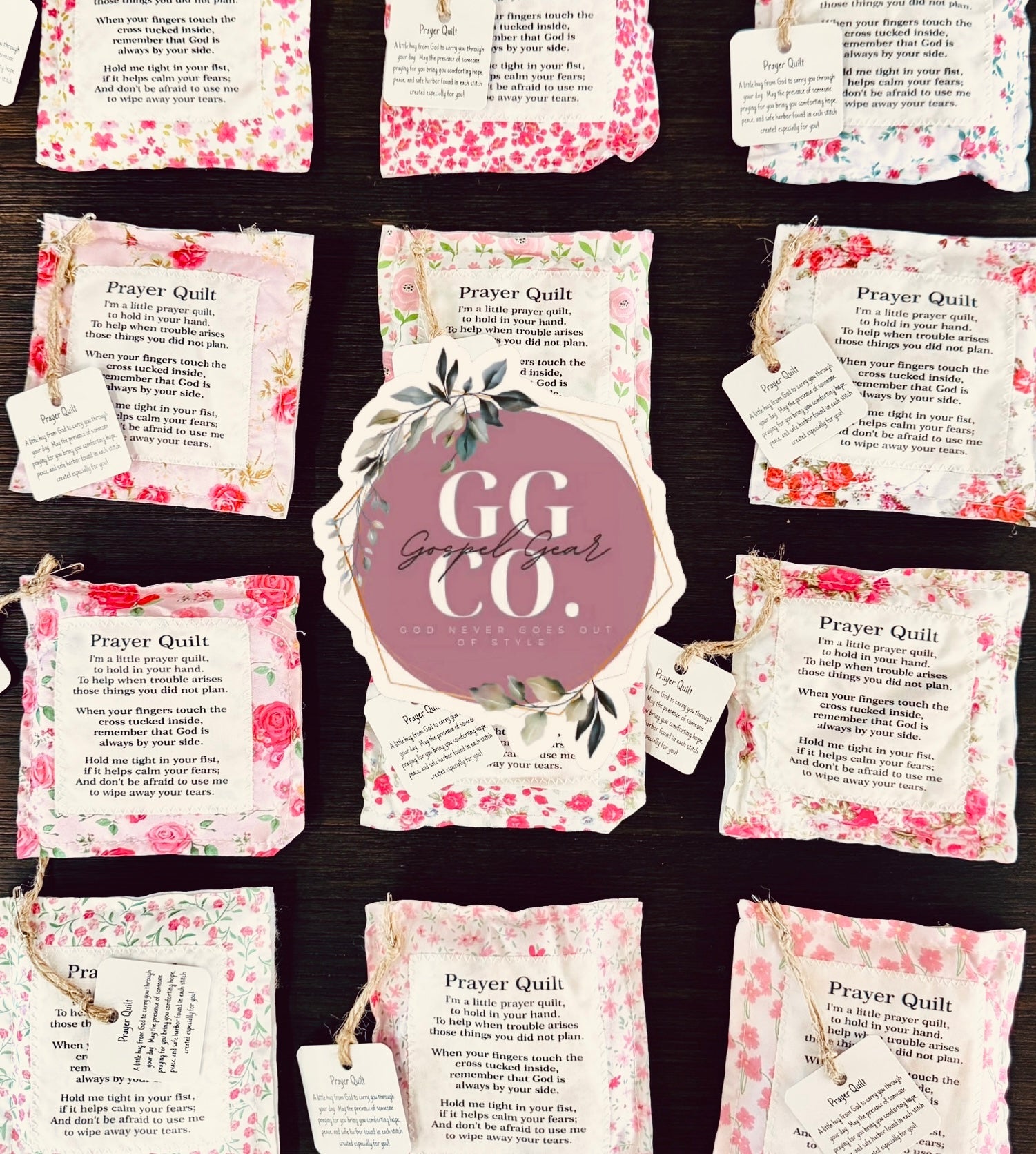 Faith In Your Hands Floral Pink Handmade Pocket Prayer Quilt