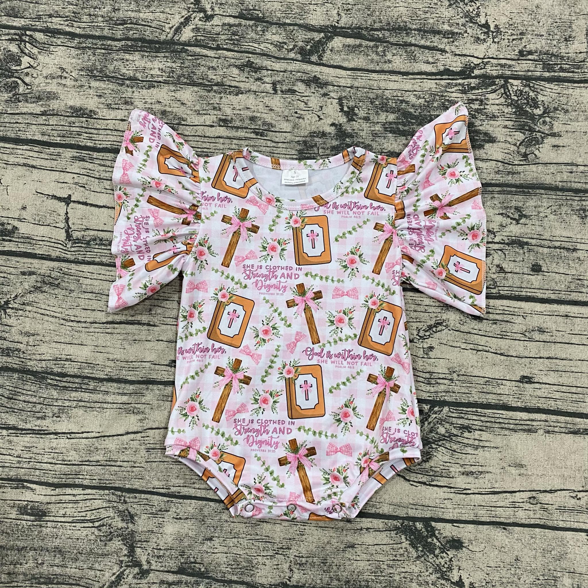 Bows & Cross Flutter Sleeve Onesie