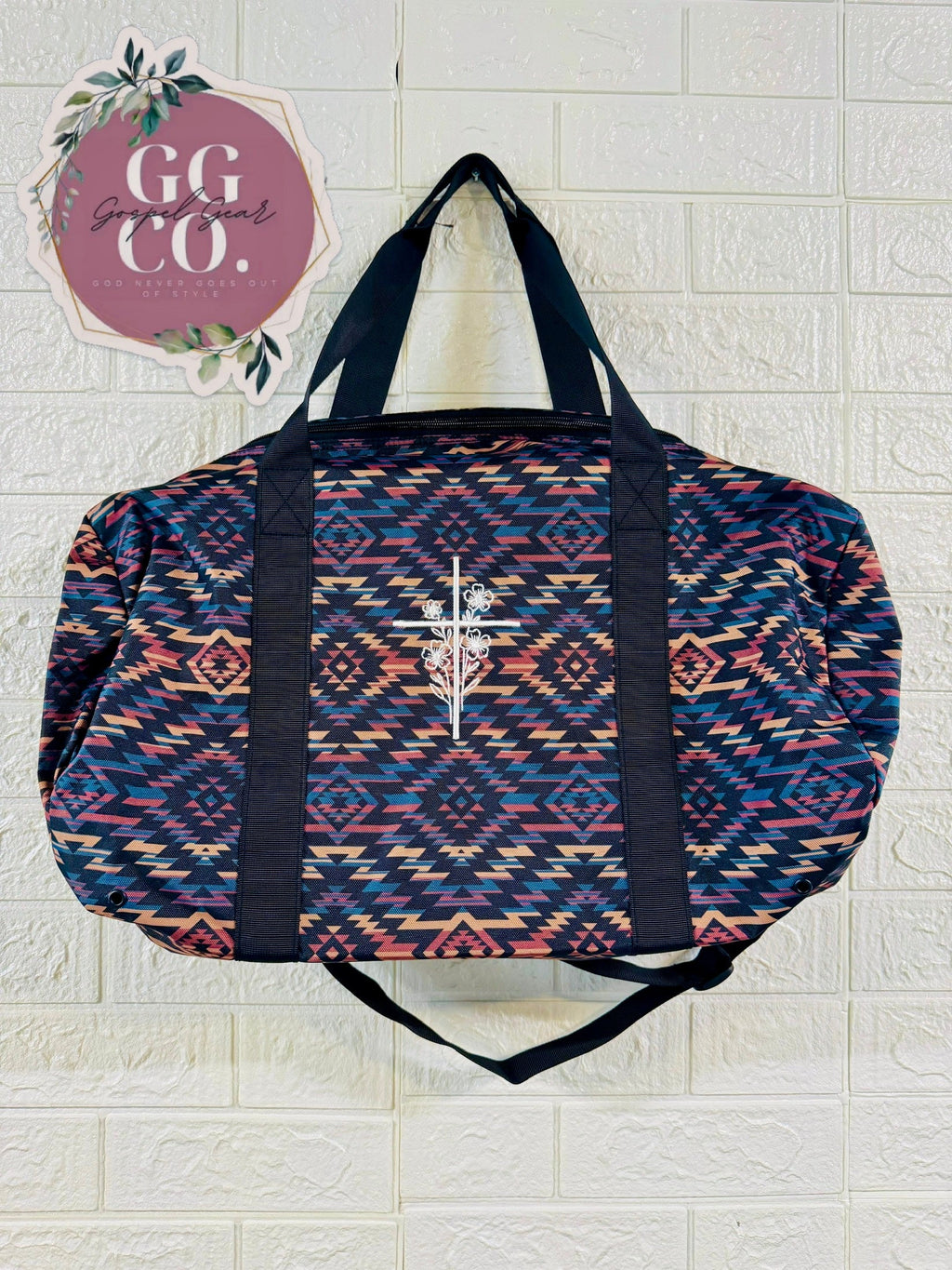 Floral Cross Embroidered Duffle Bag – Faith + Function