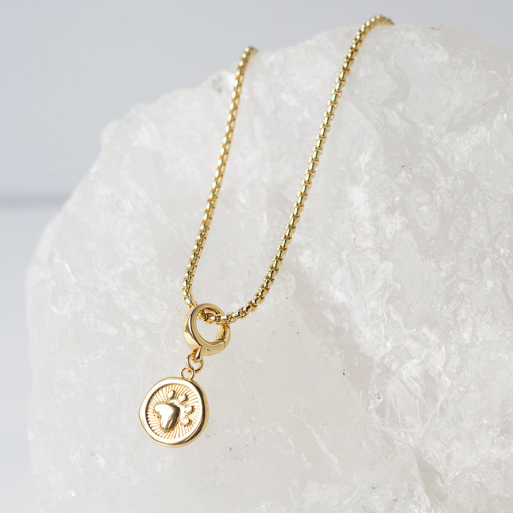Gold Paw Print Love Charm