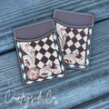 Genuine Leather Hand-Tooled Checkered Credit Card Holder