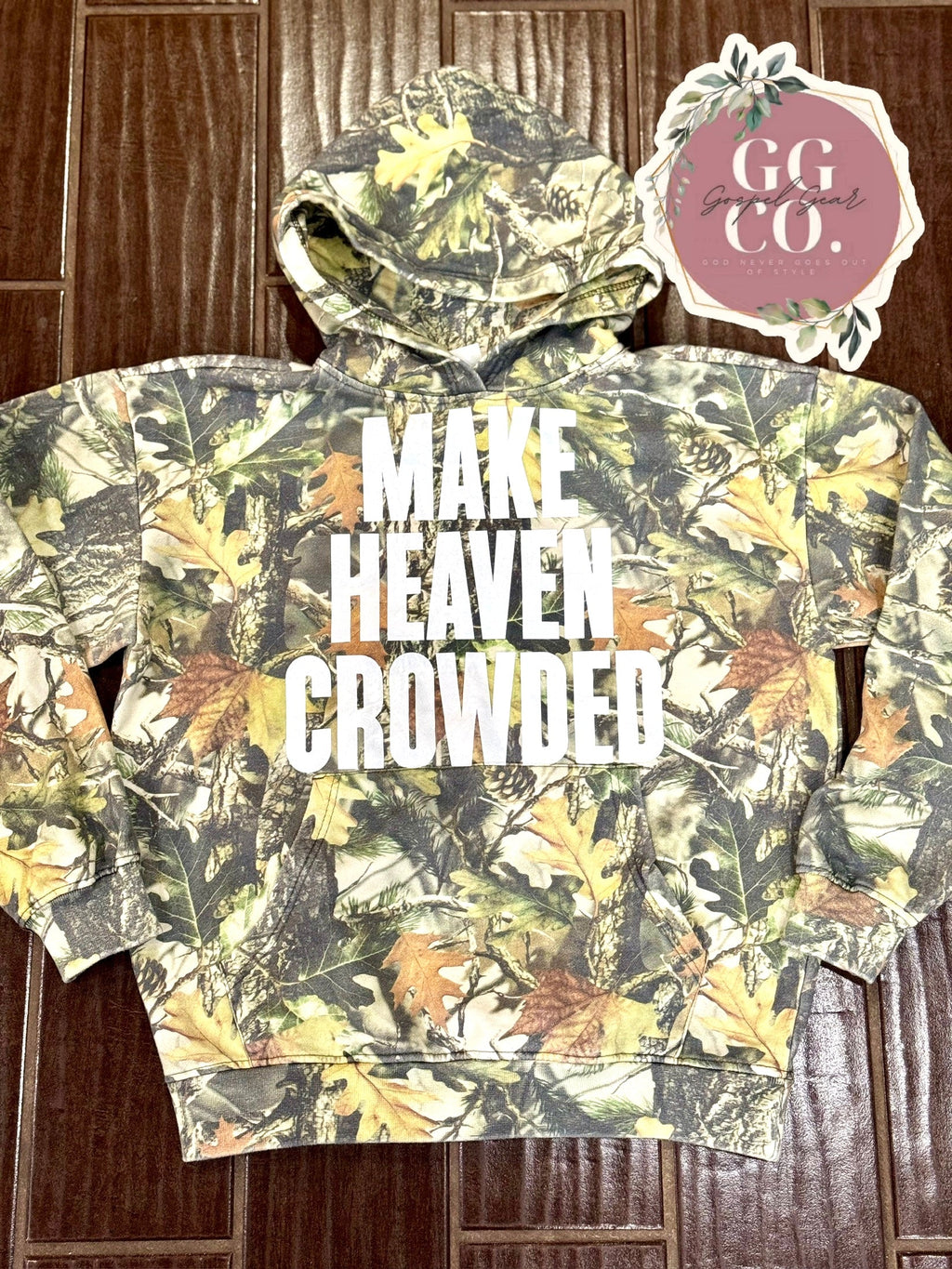Make Heaven Crowded  Camo Cotton Tee, Hoodie, or Crewneck