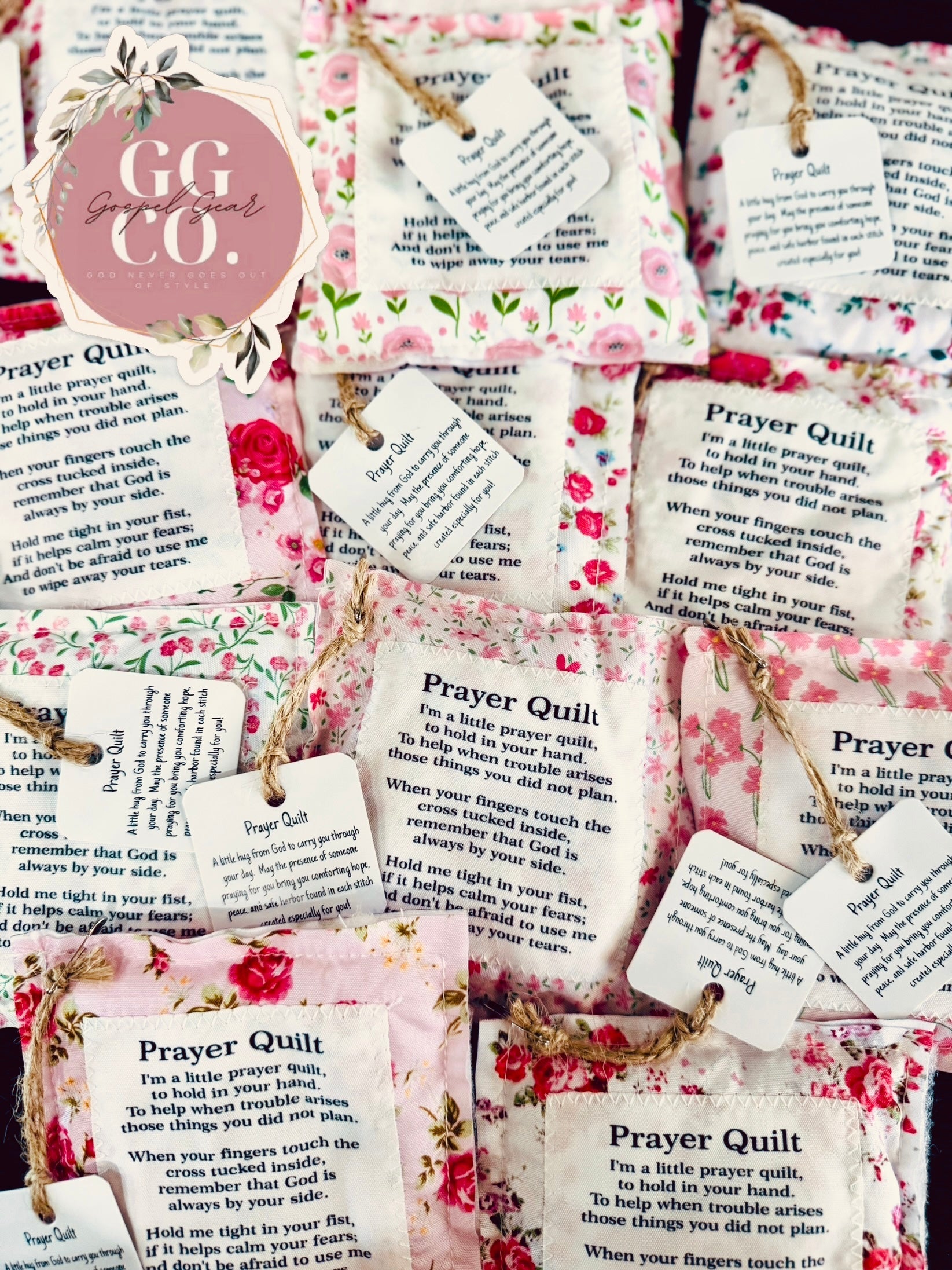 Faith In Your Hands Floral Pink Handmade Pocket Prayer Quilt
