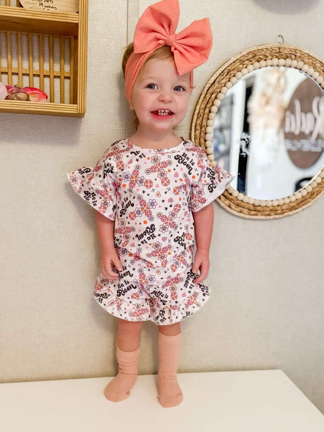 He Is Risen Ruffle Top & Short Set