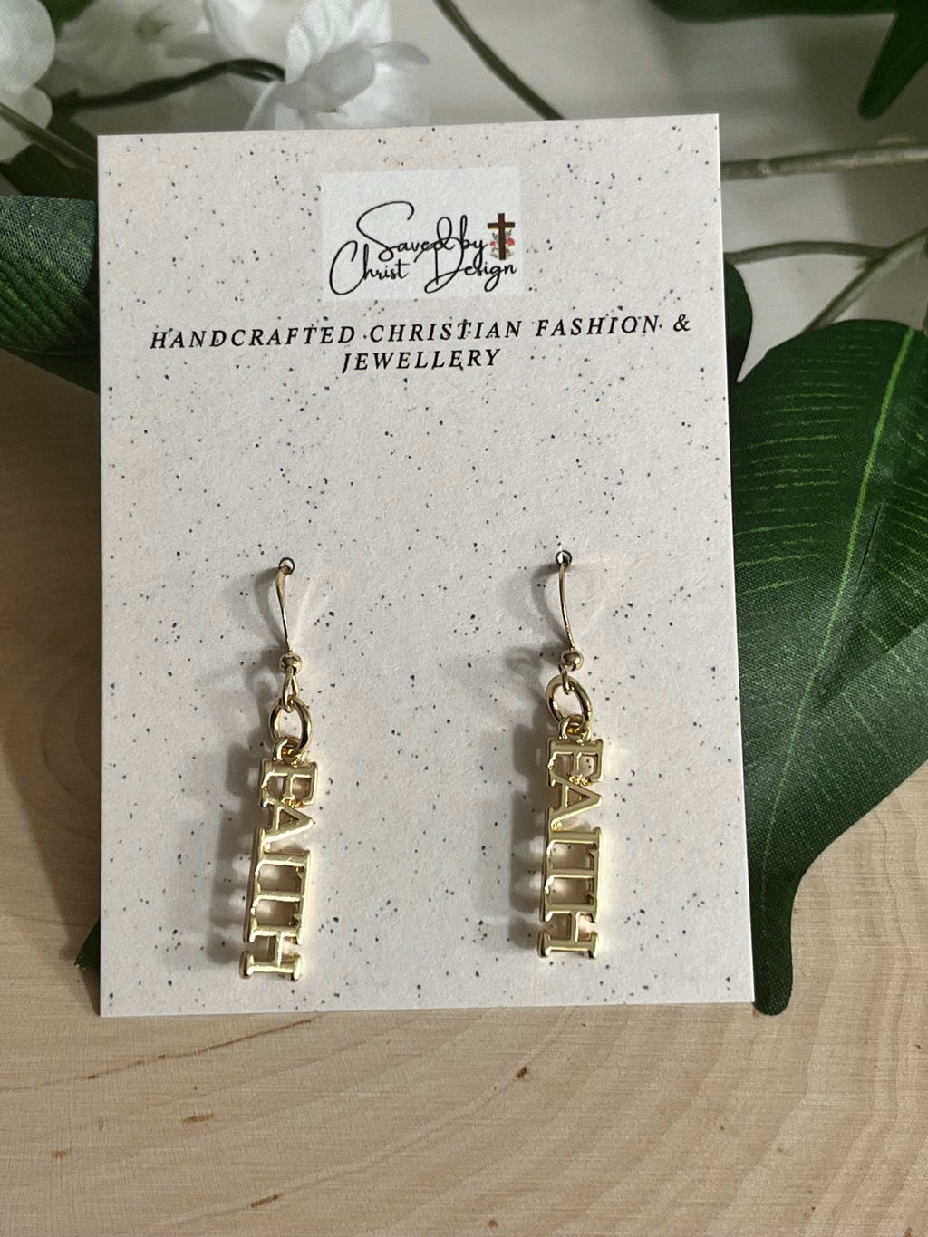 Gold Faith Dangle Earrings
