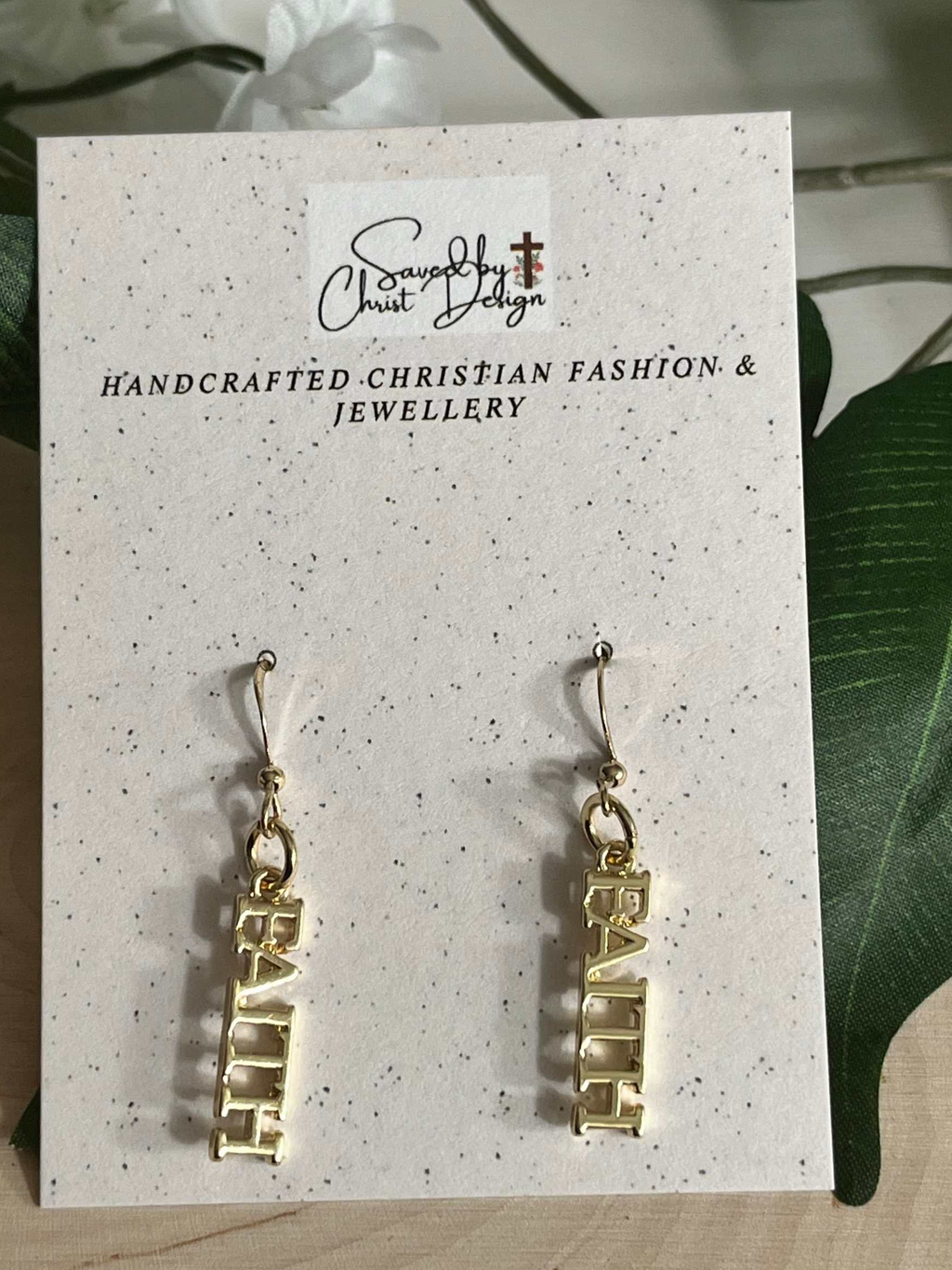 Gold Faith Dangle Earrings
