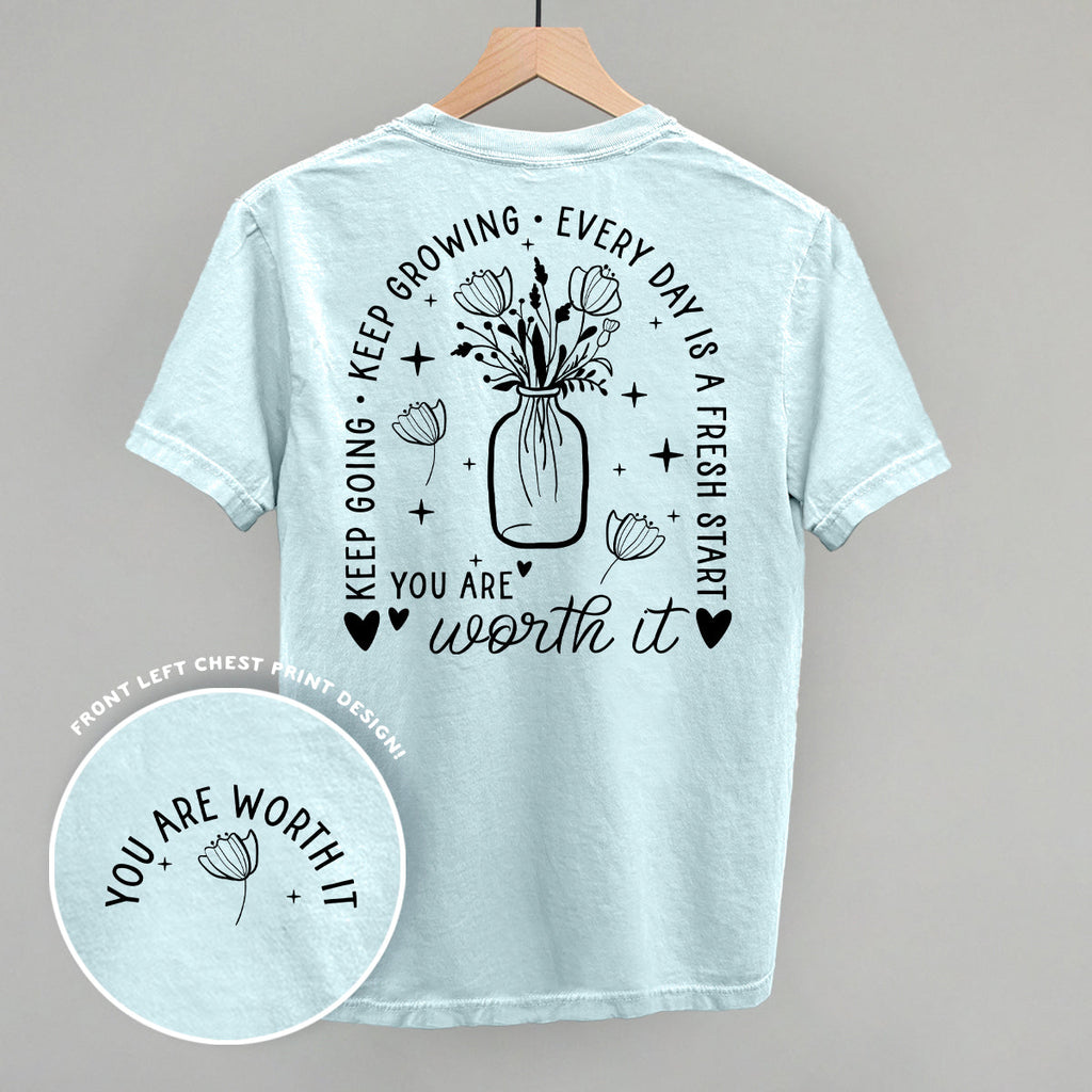 You Are Worth It Black Floral (Back Print)